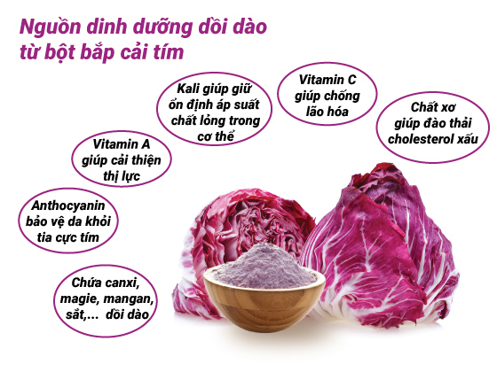 Tìm hiểu nguồn dinh dưỡng tuyệt vời từ bột bắp cải tím